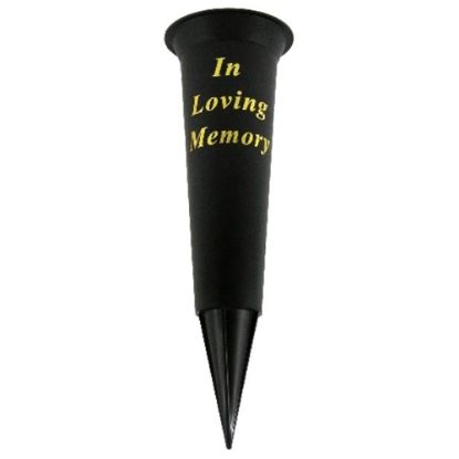 Picture of GRAVE VASE SPIKE BLACK IN LOVING MEMORY