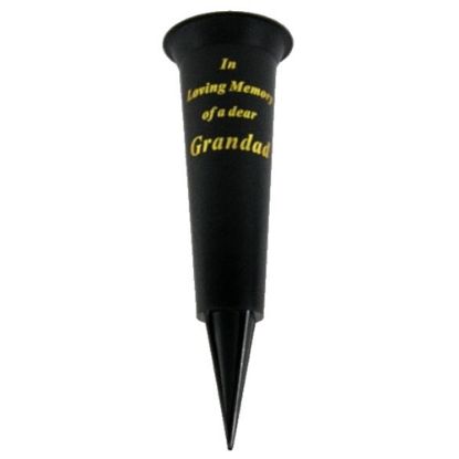 Picture of GRAVE VASE SPIKE BLACK IN LOVING MEMORY OF A DEAR GRANDAD