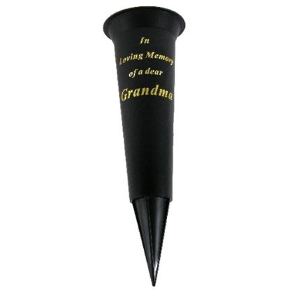 Picture of GRAVE VASE SPIKE BLACK IN LOVING MEMORY OF A DEAR GRANDMA