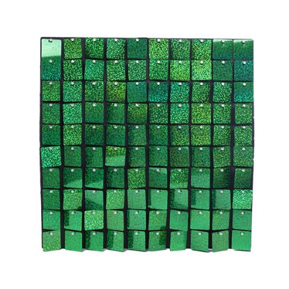 Picture of SEQUIN WALL PANEL 30cm X 30cm SQUARE SEQUINS HOLOGRAPHIC GREEN