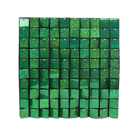 Picture of SEQUIN WALL PANEL 30cm X 30cm SQUARE SEQUINS HOLOGRAPHIC GREEN