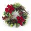Picture of PLASTIC HOLLY WREATH SMALL WITH POINSETTIA RED