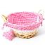 Picture of 23cm ROUND GINGHAM CLOTH LINED EARED BASKET WITH HEART PINK