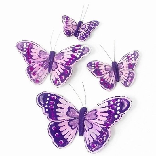 Picture of 5cm FEATHER BUTTERFLY ON CROCODILE CLIP PURPLE X 24pcs