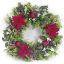 Picture of PLASTIC HOLLY WREATH LARGE WITH 3 POINSETTIAS RED