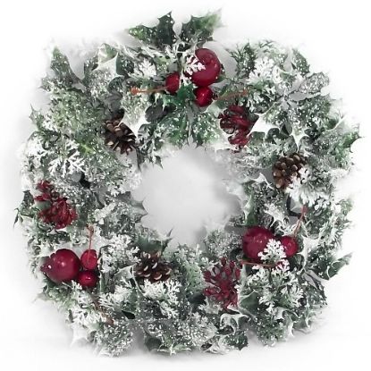 Picture of PLASTIC HOLLY WREATH LARGE WITH FRUIT AND BERRIES VARIEGATED