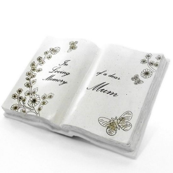 Picture of POLYRESIN MEMORIAL OPEN BOOK- IN LOVING MEMORY OF A DEAR MUM