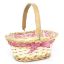 Picture of 25cm OVAL PLANTING BASKET WITH GINGHAM RIBBON BOW AND WOODEN HANDLE NATURAL/RED