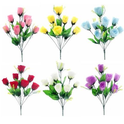 Picture of ROSEBUD BUSH (8 HEADS) ASSORTED X 36pcs