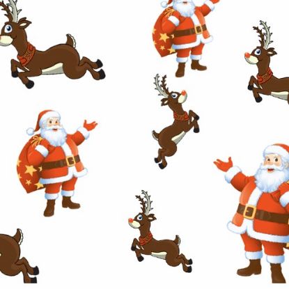 Picture of CELLOPHANE ROLL 80cm X 100met SANTA AND REINDEER