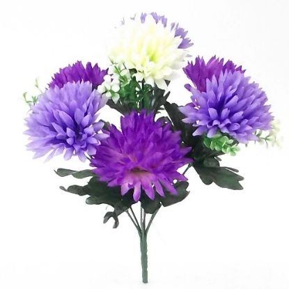 Picture of SPIKY CHRYSANTHEMUM BUSH IVORY/LILAC/PURPLE