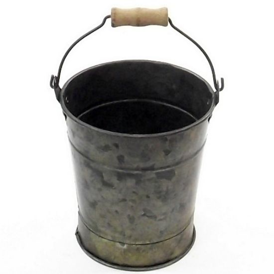 Picture of 11cm METAL ROUND POT WITH BASE AND WOODEN HANDLE CHEMICAL COPPER