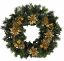 Picture of 18 INCH LARGE PLASTIC HOLLY WREATH WITH POINSETTIAS GOLD