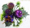 Picture of CHRISTMAS PICK WITH PARCEL CONE AND GLITTER APPLE PURPLE X 72pcs