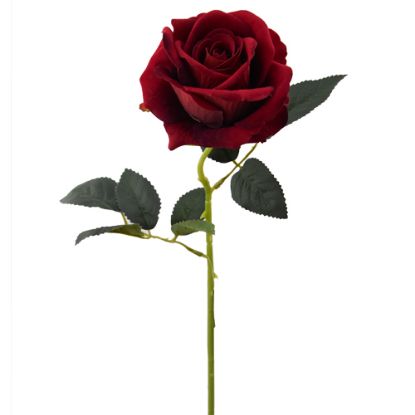 Picture of 52cm SINGLE LARGE VELVET TOUCH OPEN ROSE RED