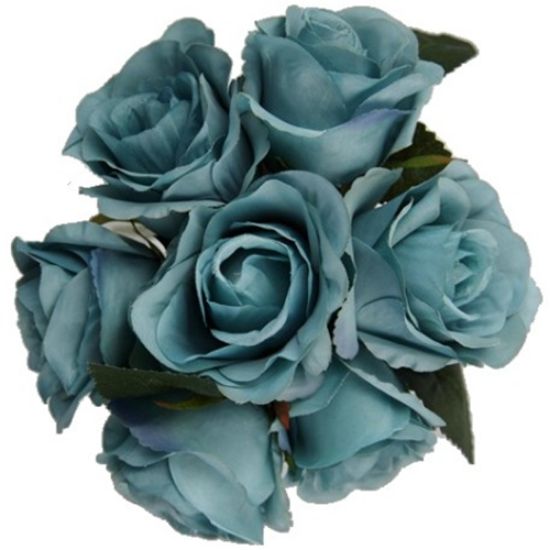 Picture of 31cm OPEN ROSE BUNDLE (BUNDLE OF 7) TEAL