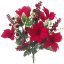 Picture of 40cm VELVET POINSETTIA AND EUCALYPTUS MANY BERRY MIXED BUSH RED