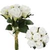 Picture of 30cm VELVET TOUCH ROSE BUNDLE (7 STEMS) IVORY