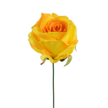 Picture of 27cm SINGLE OPEN ROSE YELLOW/ORANGE