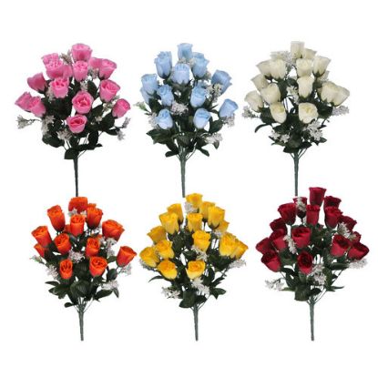 Picture of 46cm ROSEBUD BUSH WITH GYP (18 HEADS) ASSORTED X 24pcs