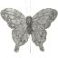 Picture of 8cm ORGANZA BUTTERFLY WITH JEWELS ON 20cm WIRE SILVER X 12pcs