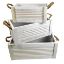 Picture of SET OF 3 WOODEN RECTANGULAR PLANTERS WITH ROPE HANDLES