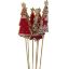 Picture of WOODEN XMAS TREE ON 50cm WOODEN STICK WHITE/RED/GREEN x 6pcs