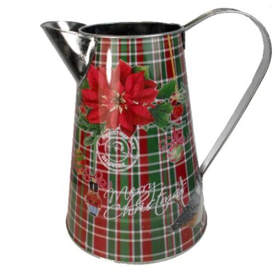 Picture of 21cm METAL JUG WITH HANDLE - TARTAN CHRISTMAS