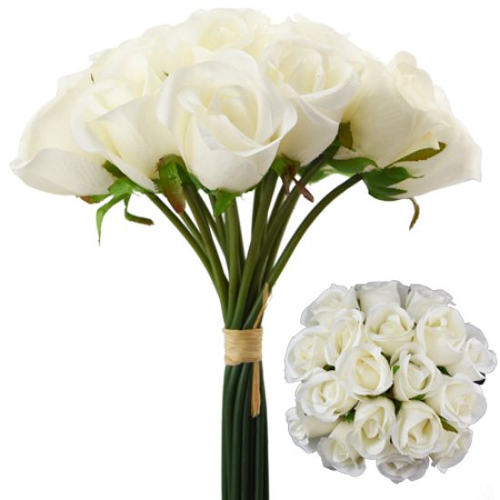 Picture of 30cm LARGE ROSEBUD BUNDLE (18 STEMS) IVORY