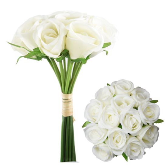 Picture of 25cm ROSEBUD BUNDLE (13 STEMS) IVORY
