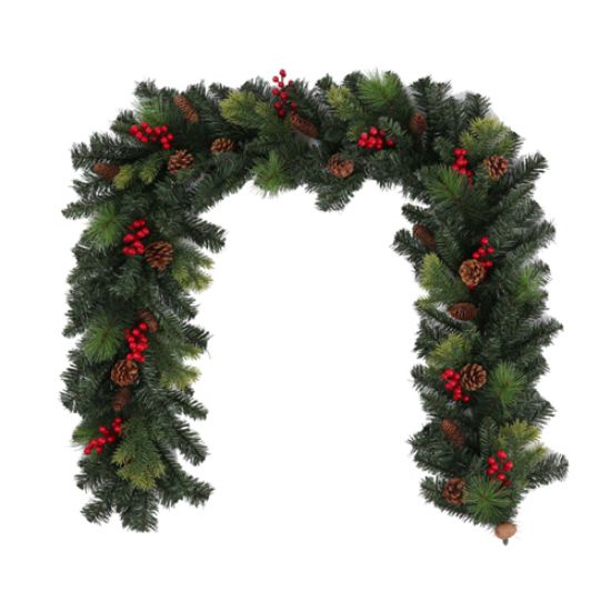 Picture of 7ft SPRUCE AND PINE GARLAND WITH WITH CONES AND BERRIES GREEN