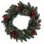 Picture of 46cm (18 INCH) SNOW FROSTED SPRUCE AND PINE WREATH WITH CONES AND BERRIES GREEN