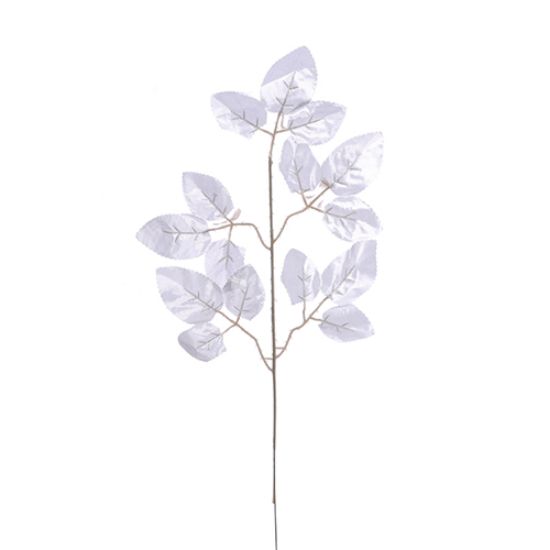 Picture of 49cm ROSE LEAF SPRAY (15 LEAVES) METALLIC SILVER X 6pcs