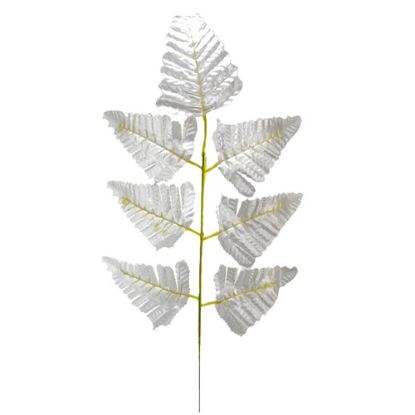 Picture of 46cm LEATHER FERN LEAF SPRAY (7 LEAVES) METALIC SILVER X 6pcs