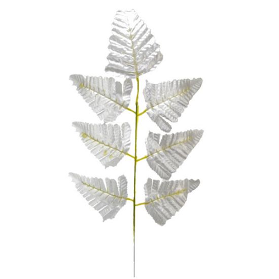Picture of 46cm LEATHER FERN LEAF SPRAY (7 LEAVES) METALLIC SILVER X 6pcs