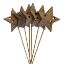 Picture of 7.5cm WOODEN STAR ON 20cm WOODEN STICK NATURAL/GLITTER SILVER X 6pcs