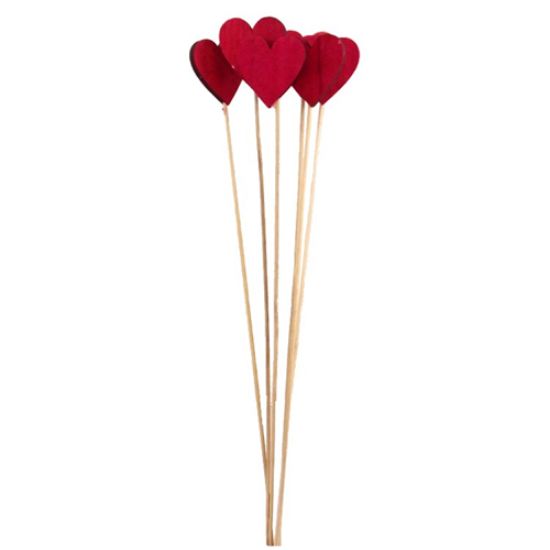 Picture of 5.5cm HEART ON 50cm STICK RED X 6pcs