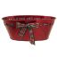 Picture of 28cm LARGE METAL OVAL PLANTER WITH TARTAN RIBBON BOW BRIGHT RED