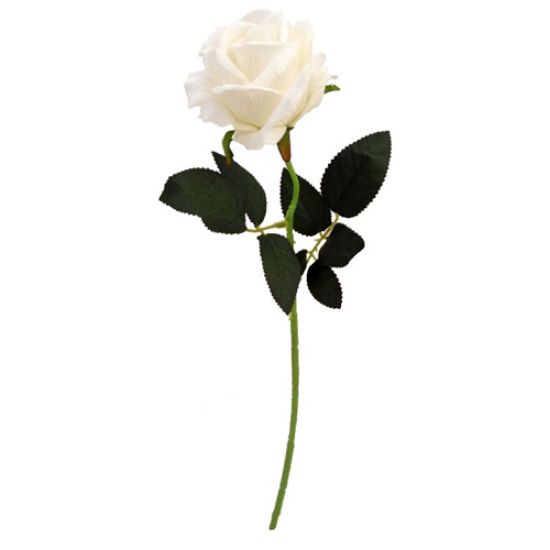 Picture of 51cm SINGLE LUXURY VELVET TOUCH OPEN ROSE IVORY