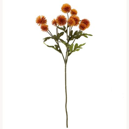 Picture of 56cm PLASTIC POMPOM DAHLIA SPRAY DRY COLOUR ORANGE