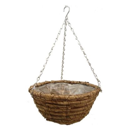 Picture of BANANA LEAF ROUND PLASTIC LINED HANGING BASKET 12 INCH