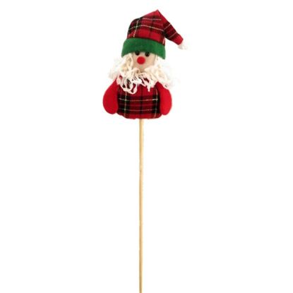 Picture of 14cm PLUSH SANTA ON 50cm WOODEN STICK RED/WHITE x 6pcs