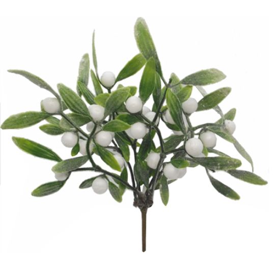 Picture of GLITTERED MISTLETOE PICK GREEN/WHITE