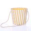 Picture of 14cm ROUND CARDBOARD FLORAL POT WITH ROPE HANDLE - STRIPED MUSTARD/WHITE