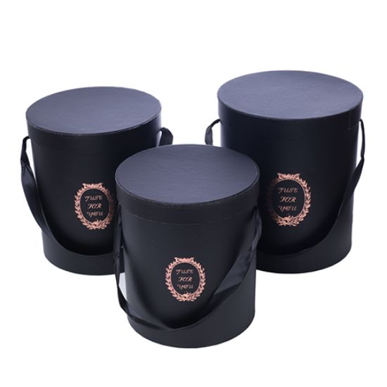 Picture of SET OF 3 EXTRA LARGE ROUND FLOWER BOXES BLACK - JUST FOR YOU
