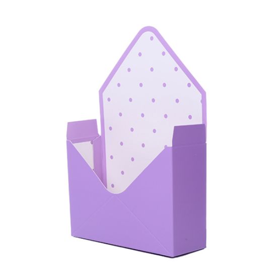 Picture of 23cm CARDBOARD ENVELOPE - LILAC/WHITE POLKA DOTS X 10pcs