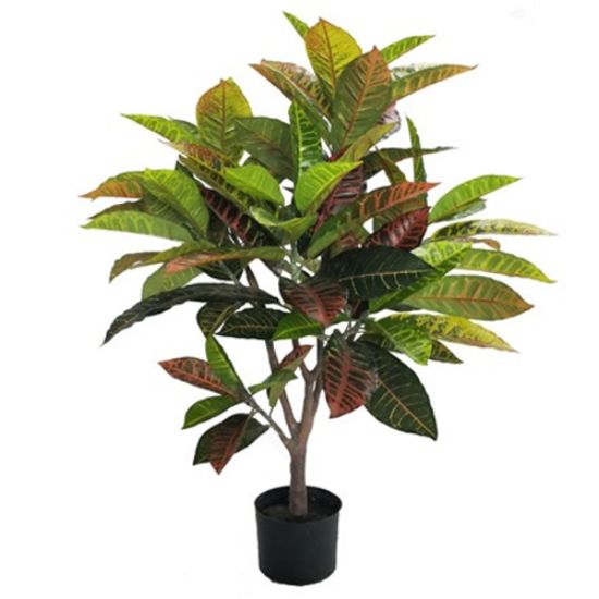 Picture of 110cm ARTIFICIAL CRONTON PLANT IN POT GREEN/ORANGE X 2pcs