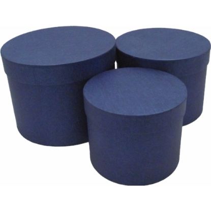 Picture of SET OF 3 ROUND FLOWER BOXES DARK BLUE