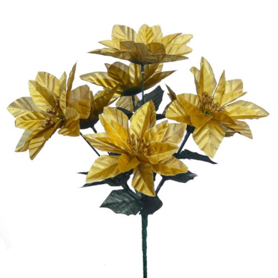 Picture of POINSETTIA BUSH (7 HEADS) METALIC GOLD