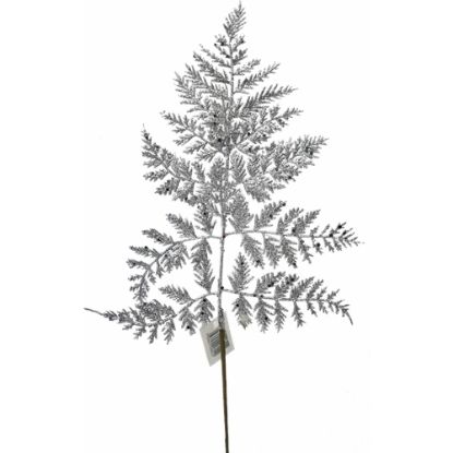 Picture of 50cm GLITTERED FERN LEAF SPRAY SILVER X 6pcs